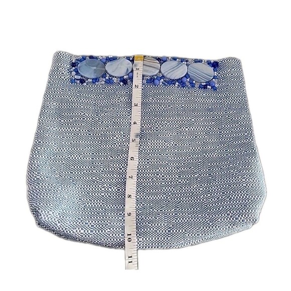 Beatriz Sanchez Handmade Certified Embellished Clutch bag Blue Stones Beads OOAK - Picture 7 of 14